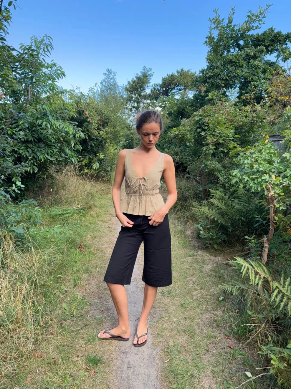 Kamela top med sløjfe - Beige/brun