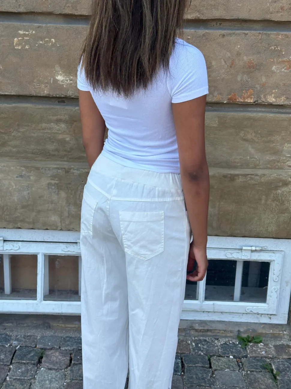 Kamila lavtaljede bukser - Off-white