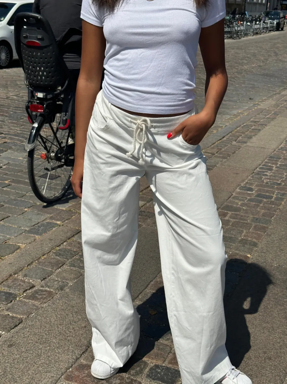 Kamila lavtaljede bukser - Off-white