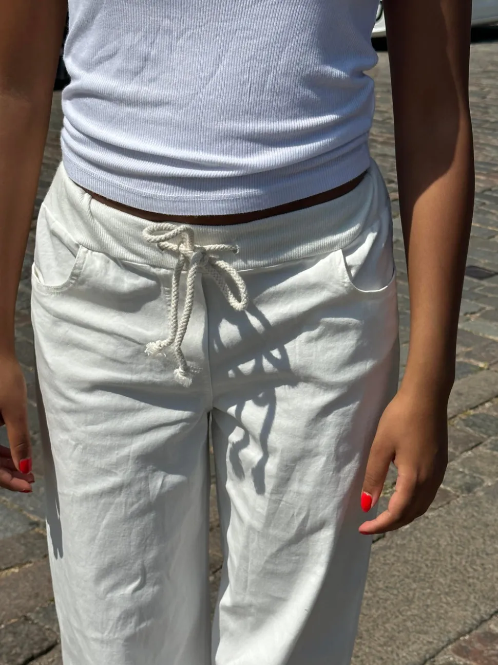 Kamila lavtaljede bukser - Off-white