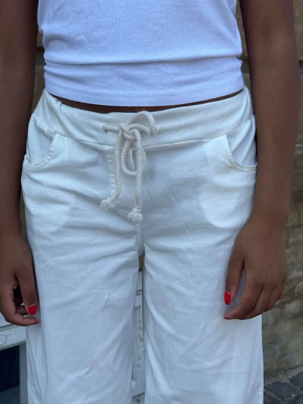 Kamila lavtaljede bukser - Off-white