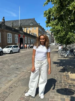 Kamila lavtaljede bukser - Off-white