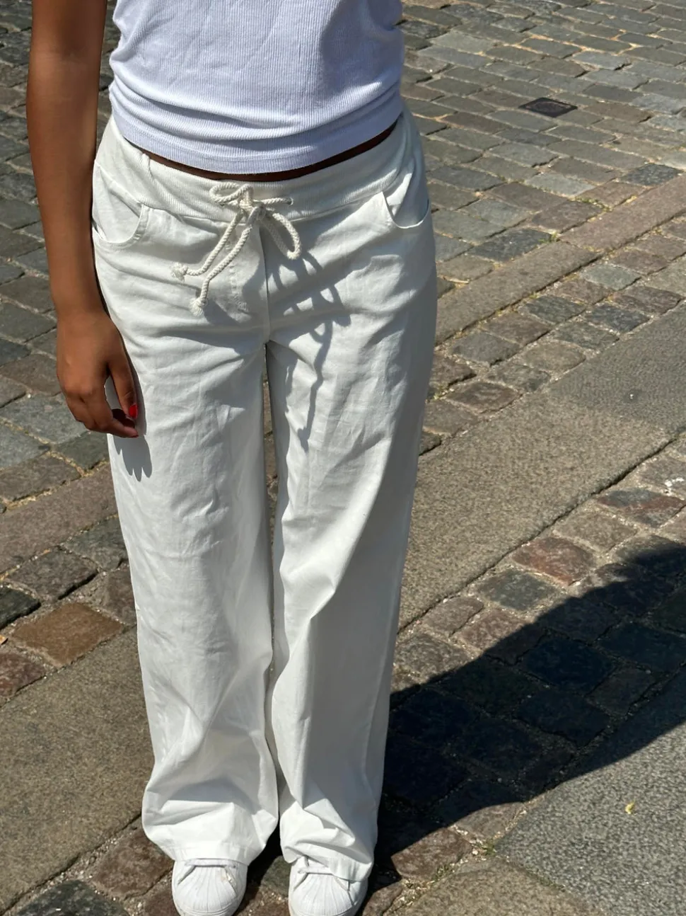 Kamila lavtaljede bukser - Off-white