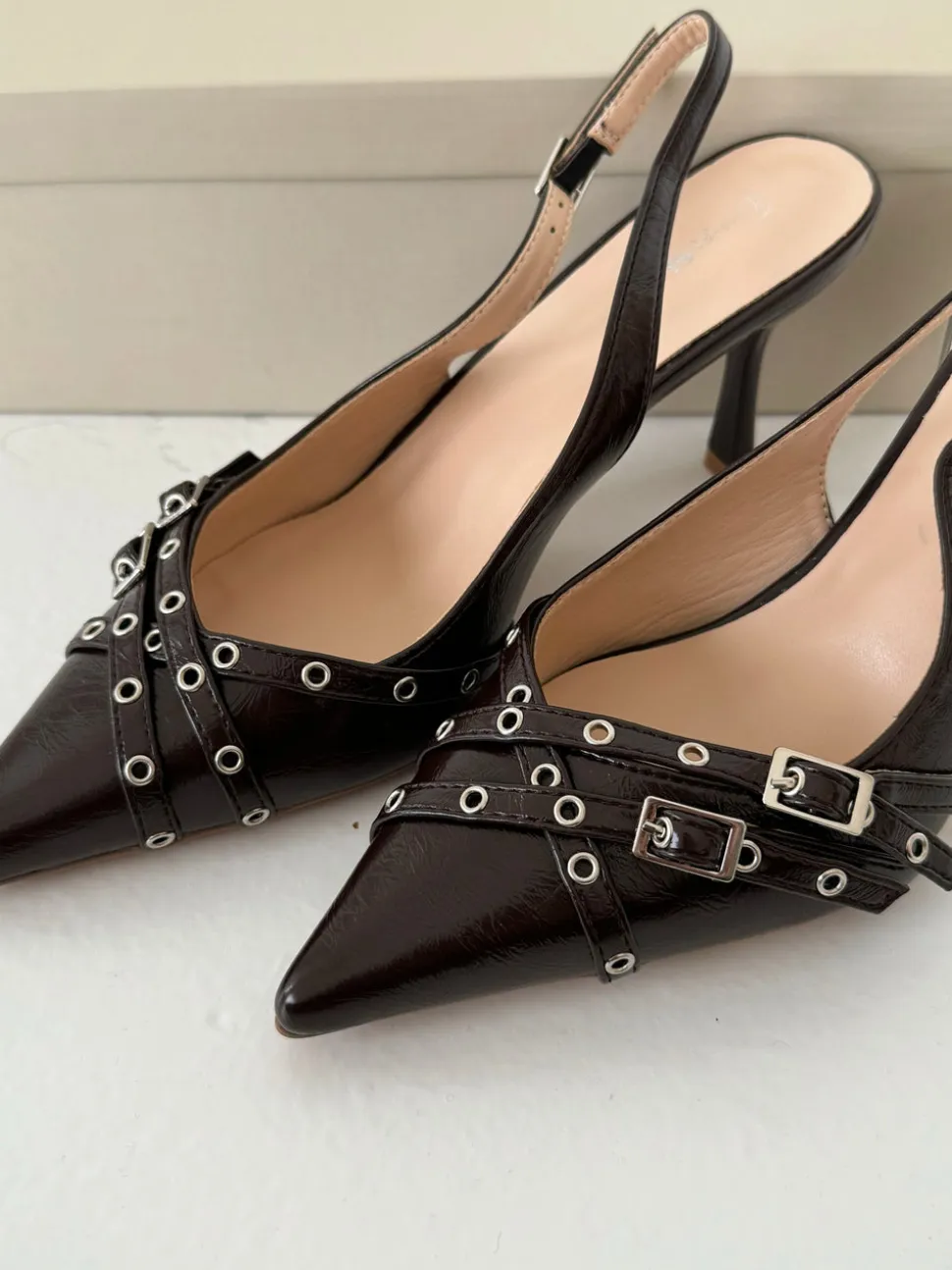 Kandy slingback stiletter - Brun