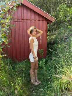 Kasy minikjole med pallietter - Beige