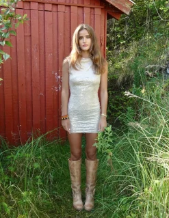 Kasy minikjole med pallietter - Beige