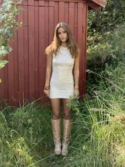 Kasy minikjole med pallietter - Beige