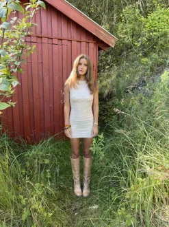 Kasy minikjole med pallietter - Beige