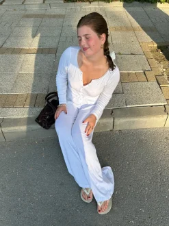 Kaya pointelle bluse - Hvid