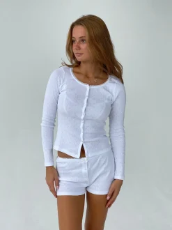 Kaya pointelle bluse - Hvid