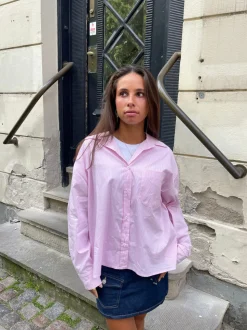 Kendall skjorte med striber - Lyserød/hvid