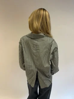 Kendall skjorte med striber - Kaki/hvid