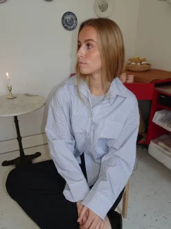 Kendall skjorte med striber - Lysegrå/hvid