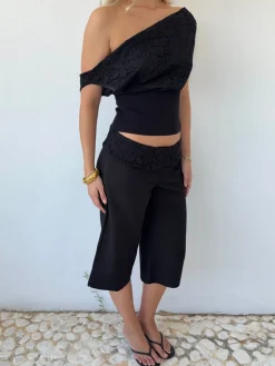 Kimmie top med blonder - Sort