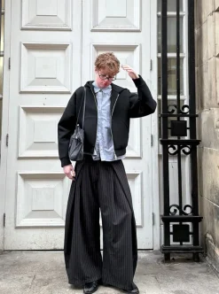 Klausa suitpants med nålestriber - Sort/hvid