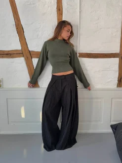 Klausa suitpants med nålestriber - Sort/hvid