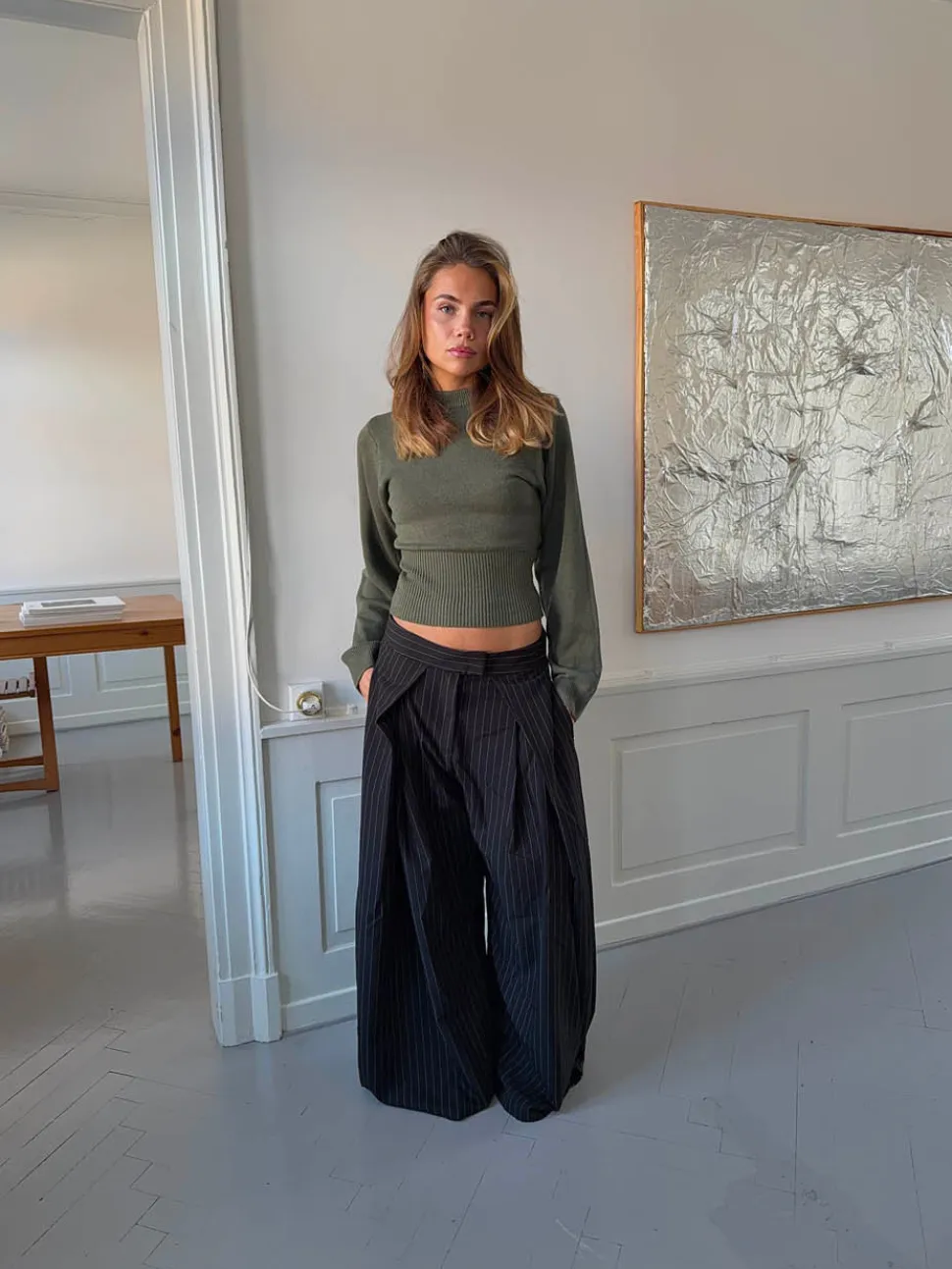 Klausa suitpants med nålestriber - Sort/hvid