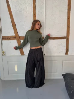 Klausa suitpants med nålestriber - Sort/hvid