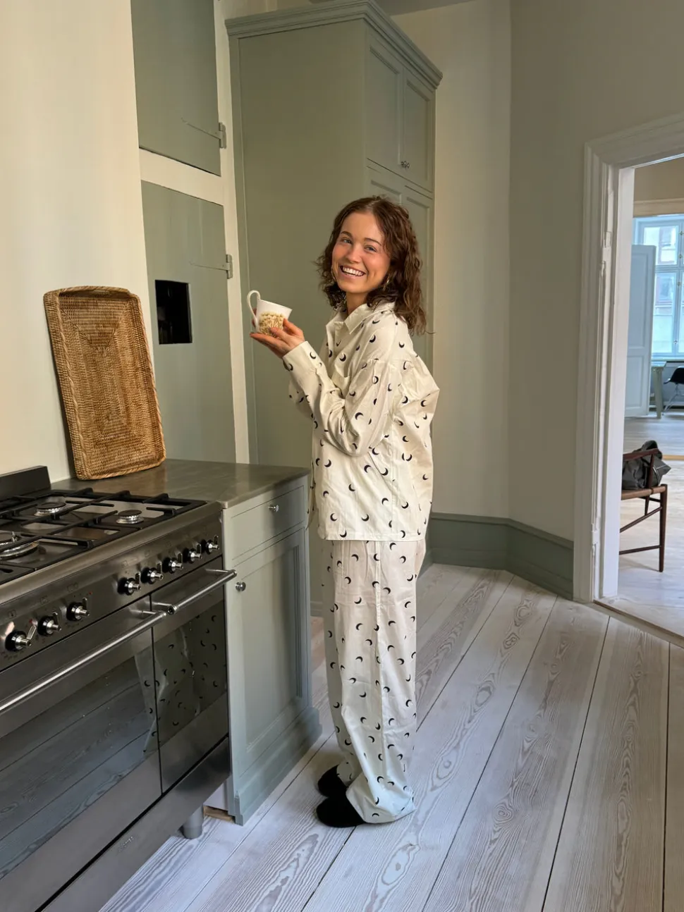 Kyla pyjamasbukser med halvmåner - Beige