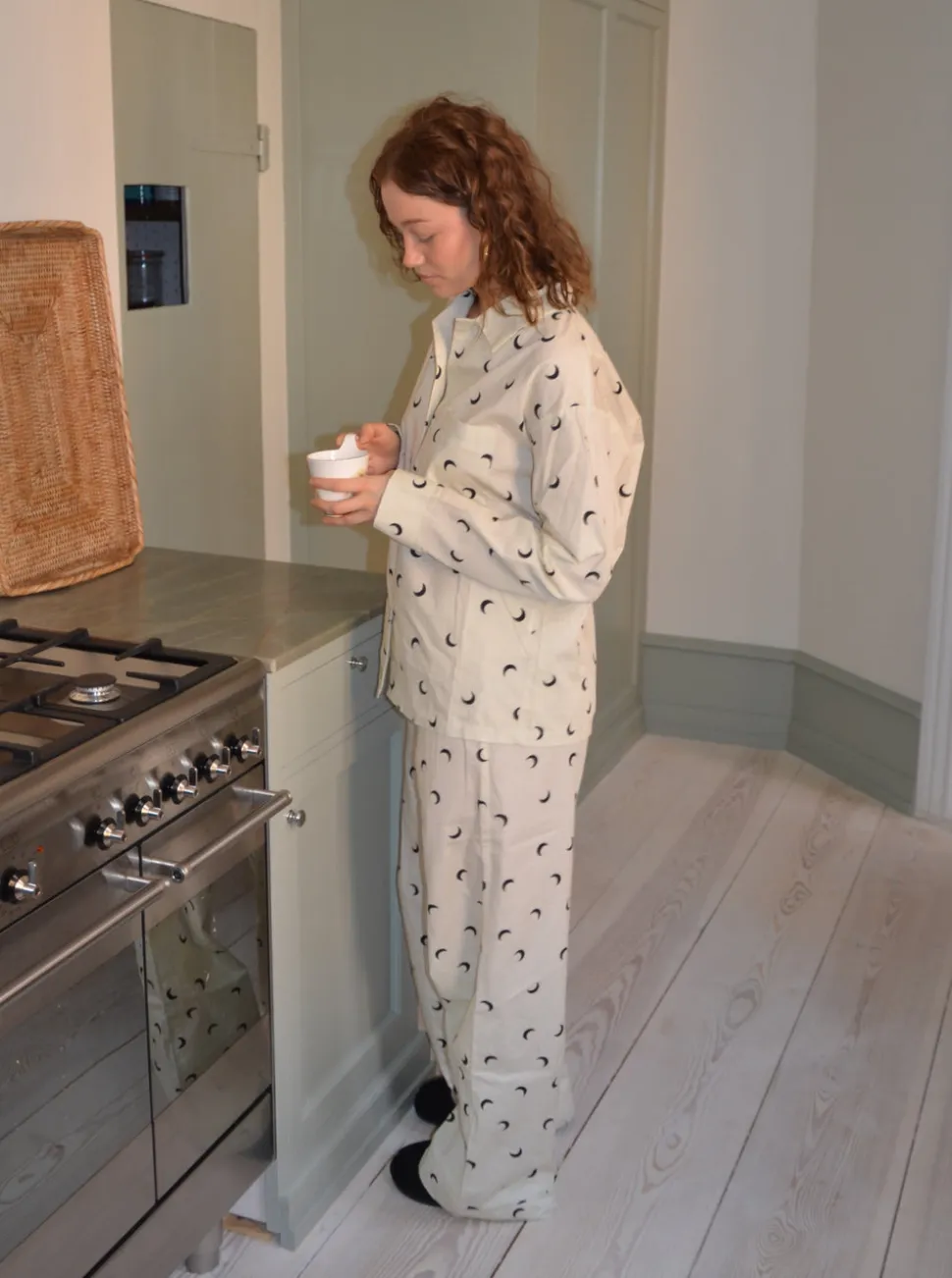 Kyla pyjamasbukser med halvmåner - Beige