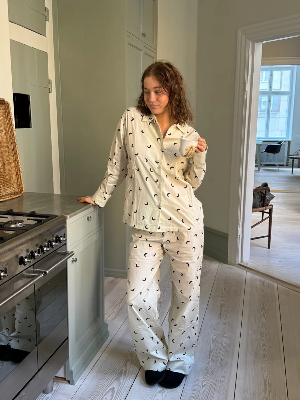 Kyla pyjamasbukser med halvmåner - Beige