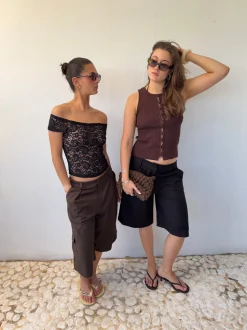 Lali top med knapper - Brun