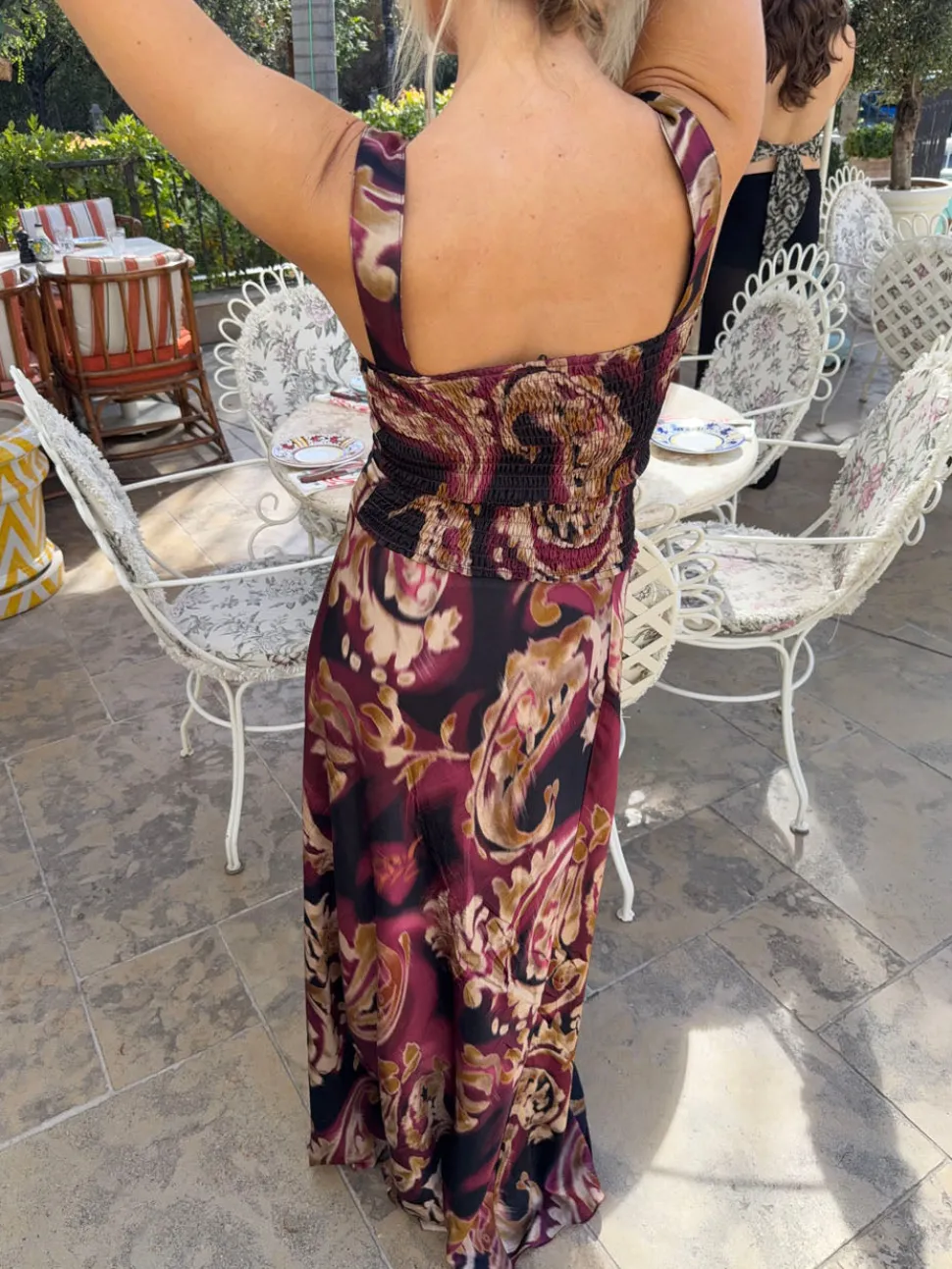 Latilde maxinederdel med print - Sort/beige/lilla