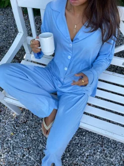Laura pyjamasskjorte - Lyseblå