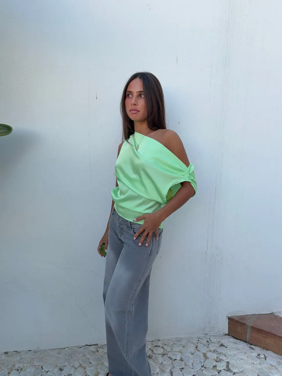 Lavina one shoulder top - Grøn