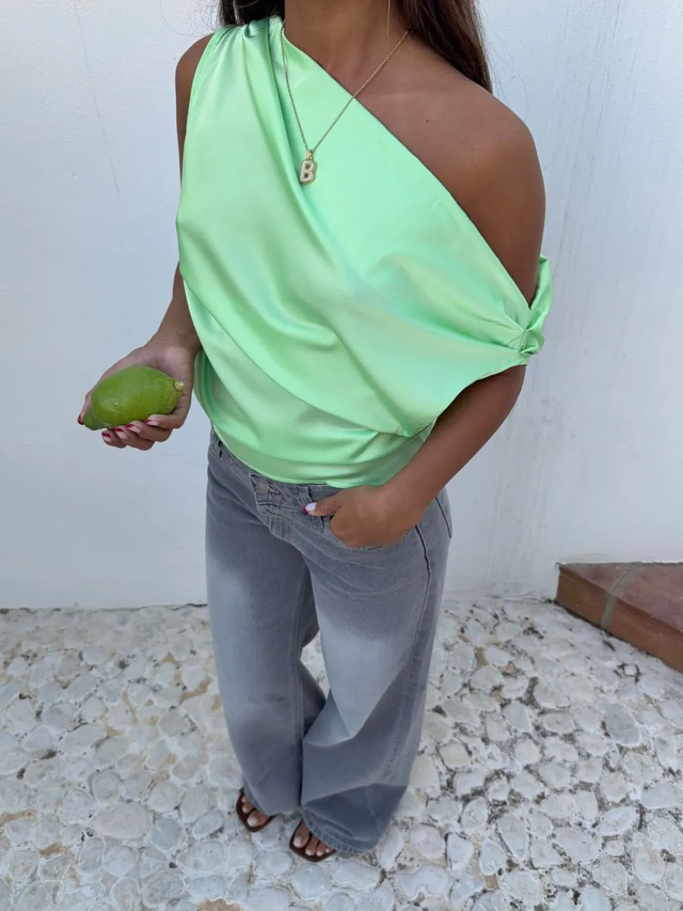 Lavina one shoulder top - Grøn