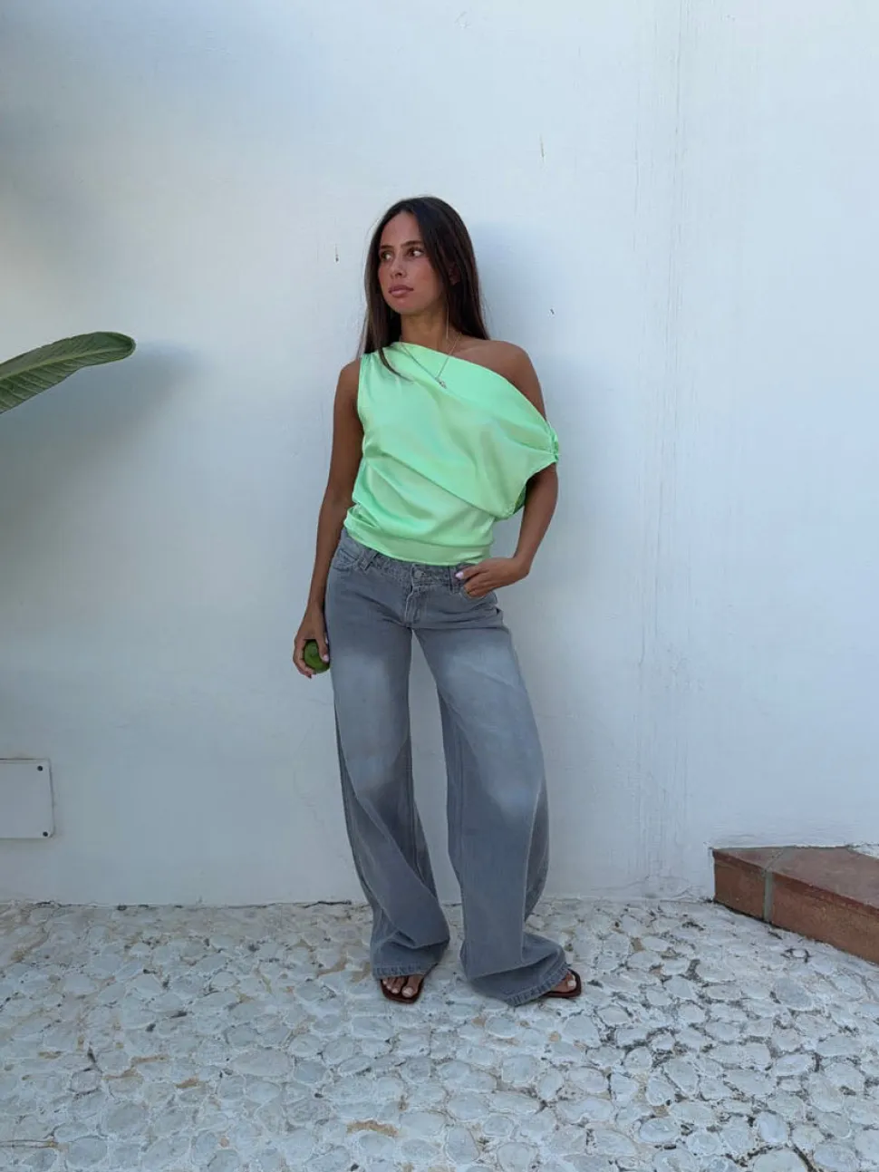 Lavina one shoulder top - Grøn