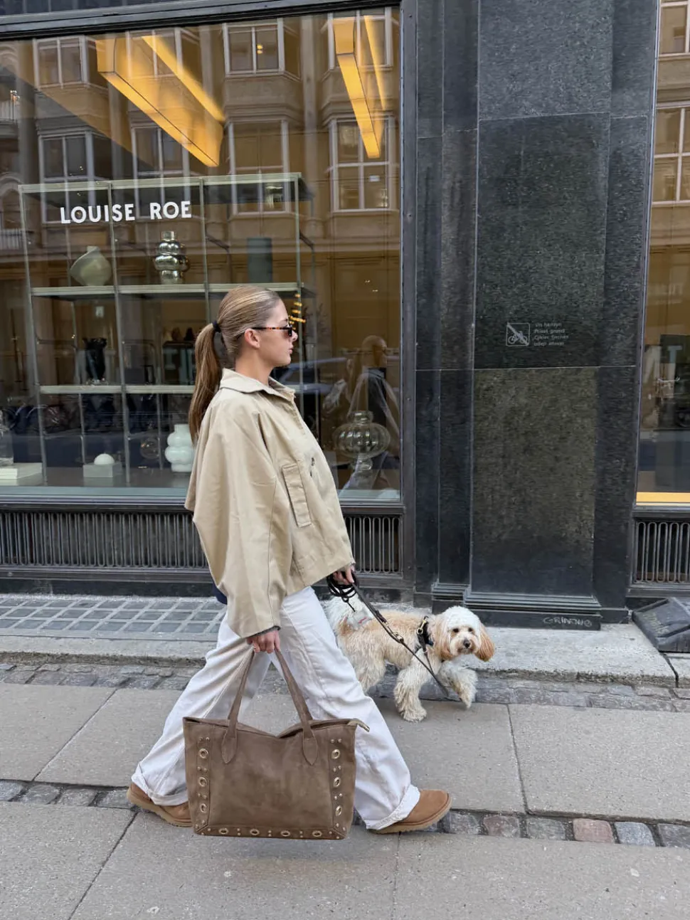 Lenaya jakke med denimryg - Beige