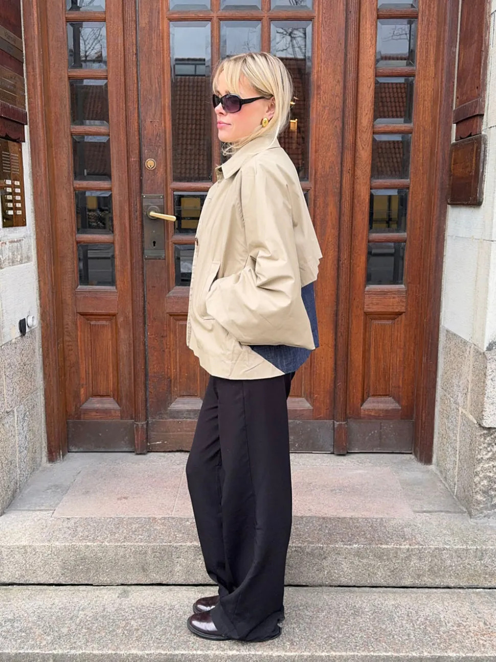 Lenaya jakke med denimryg - Beige