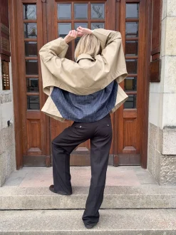 Lenaya jakke med denimryg - Beige