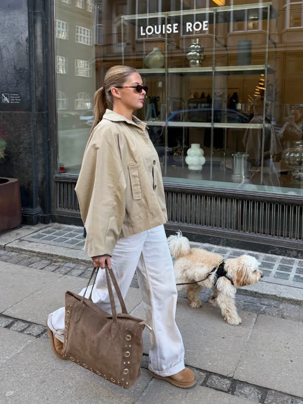 Lenaya jakke med denimryg - Beige