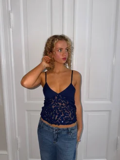Lenia top med palietter - Navy