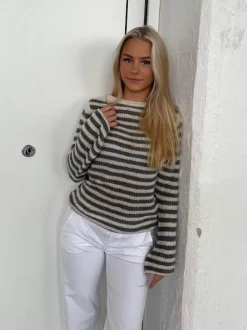 Leona striktrøje - Grå/beige