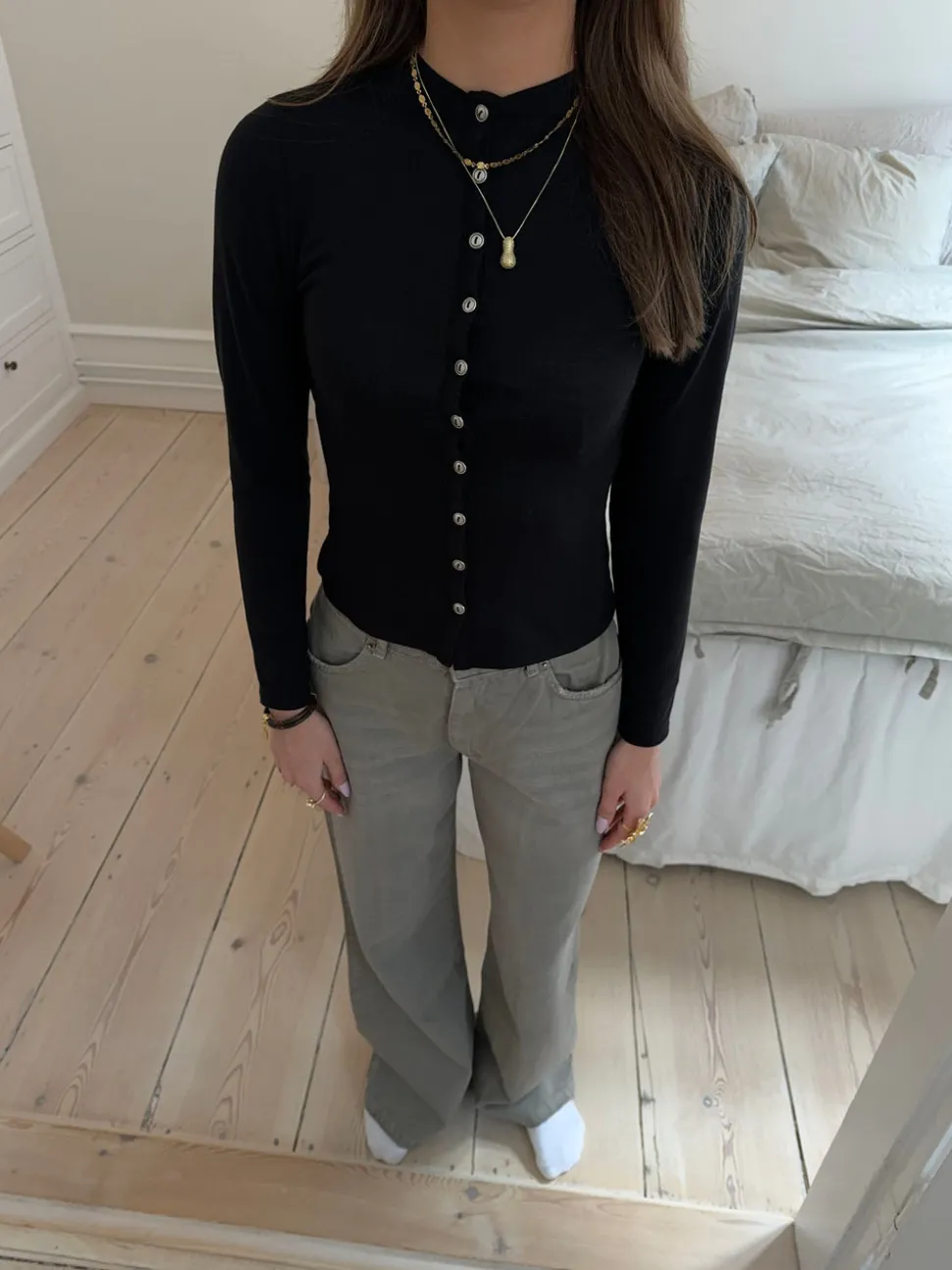 Leonora langærmet bluse - Sort