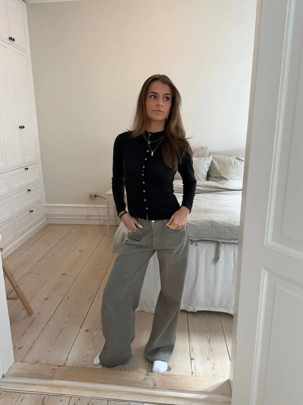 Leonora langærmet bluse - Sort