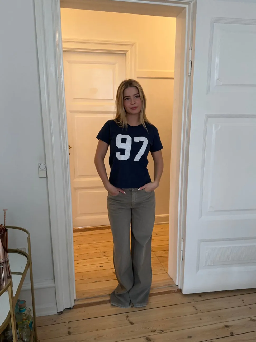 Lilana navy t-shirt m. 97 - Navy/hvid