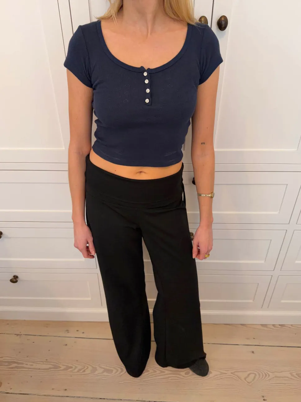 Lilian t-shirt med knapper - Navy
