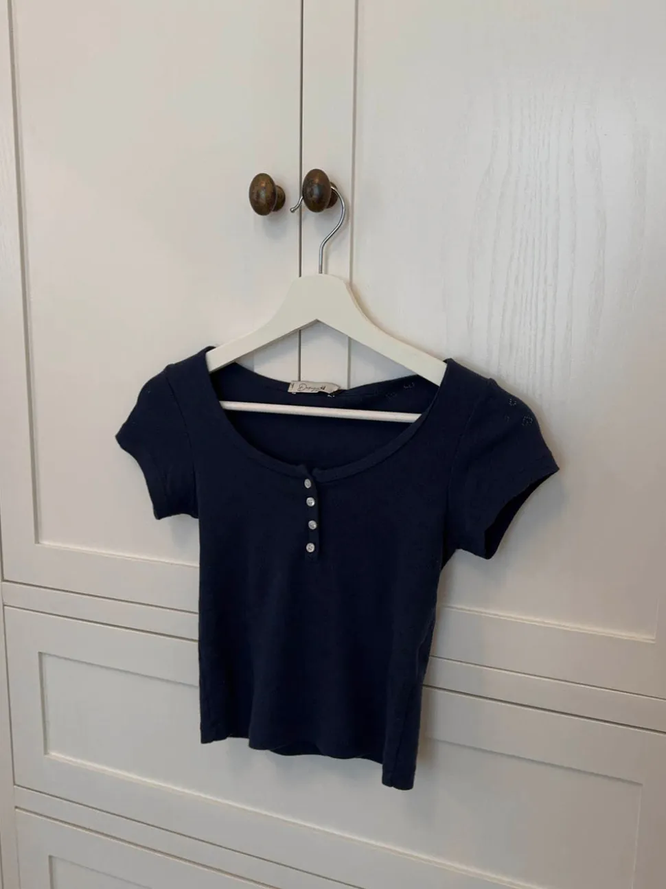 Lilian t-shirt med knapper - Navy