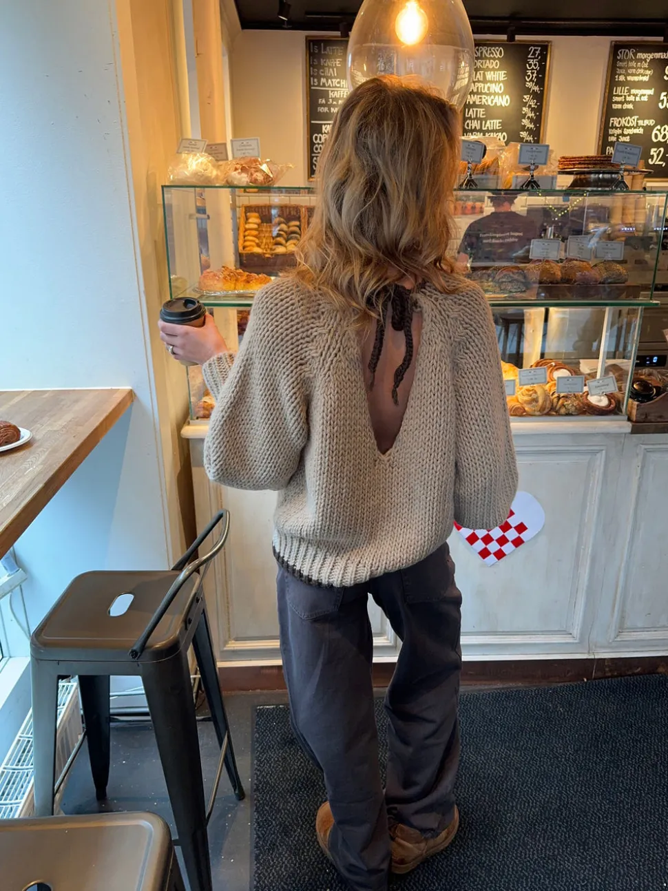 Lilou striktrøje - Beige/brun