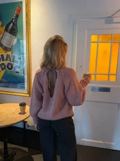 Lilou striktrøje - Lyserød/grå