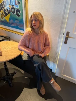 Lilou striktrøje - Lyserød/grå