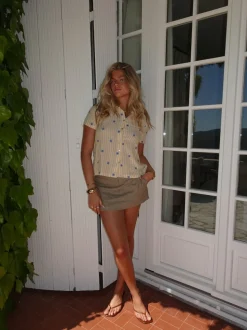 Lilyanan skjorte med sol mønster - Gul/blå