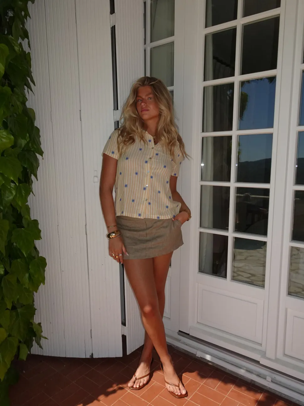 Lilyanan skjorte med sol mønster - Gul/blå
