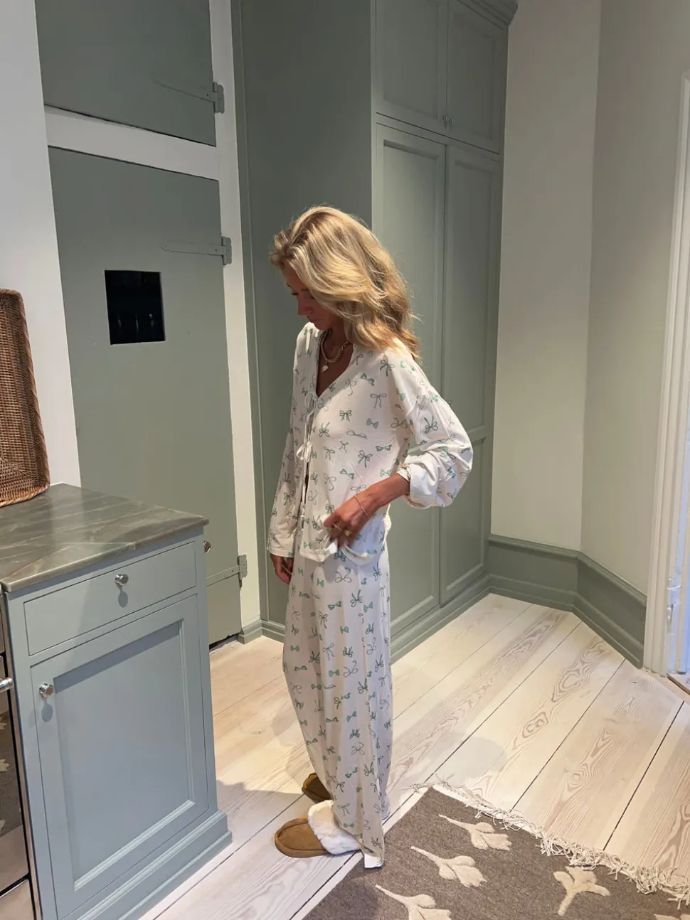 Linnea pyjamasbukser med sløjfer - Off white