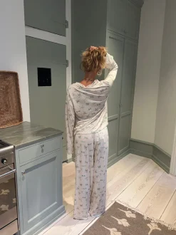 Linnea pyjamasbukser med sløjfer - Off white