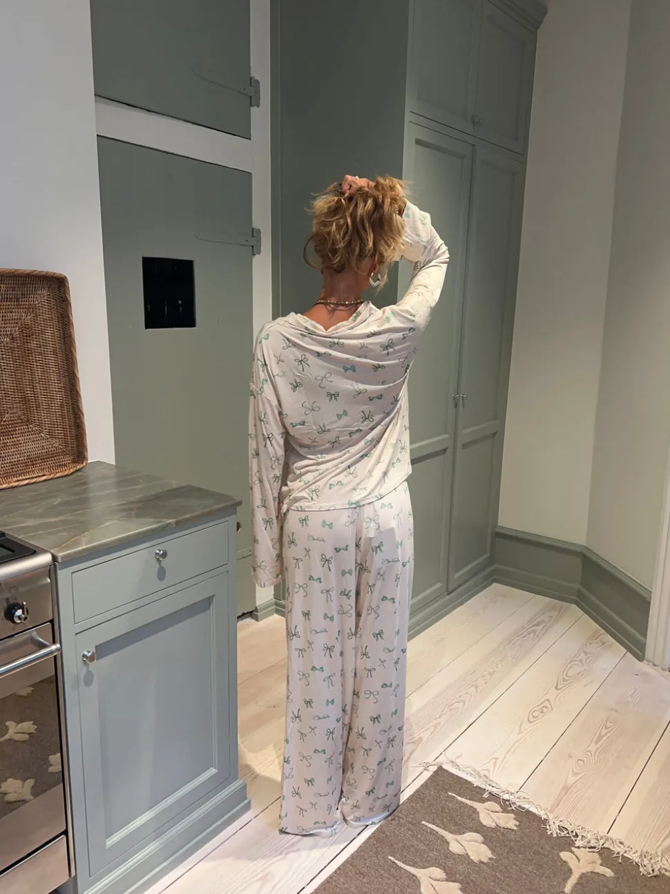 Linnea pyjamasbukser med sløjfer - Off white